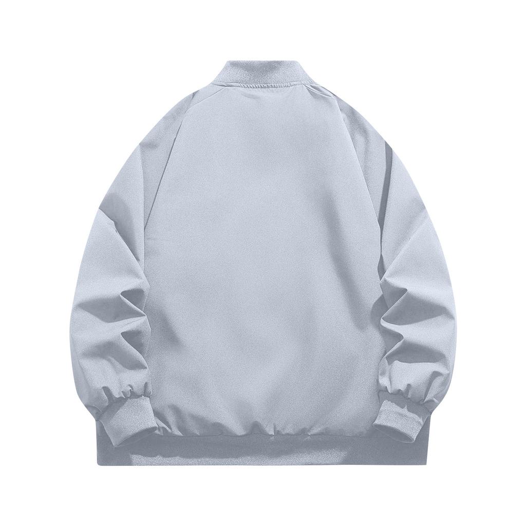 Men's Solid Color Baseball Jacket Versatile Trendy Jacket Casual Sports Stand Collar Coat