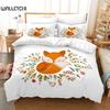 Kids Cartoon Fox Duvet Cover Microfiber Bedding Set Lovely Animal Theme Comforter Cover King For Kids Adults Girls Bedroom Decor