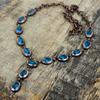 Ожерелье из ограненного швейцарского голубого топаза, гальванопластическое медное ожерелье с драгоценным камнем, ожерелье с регулируемой цепочкой, медные украшения ручной работы, подарки для матери