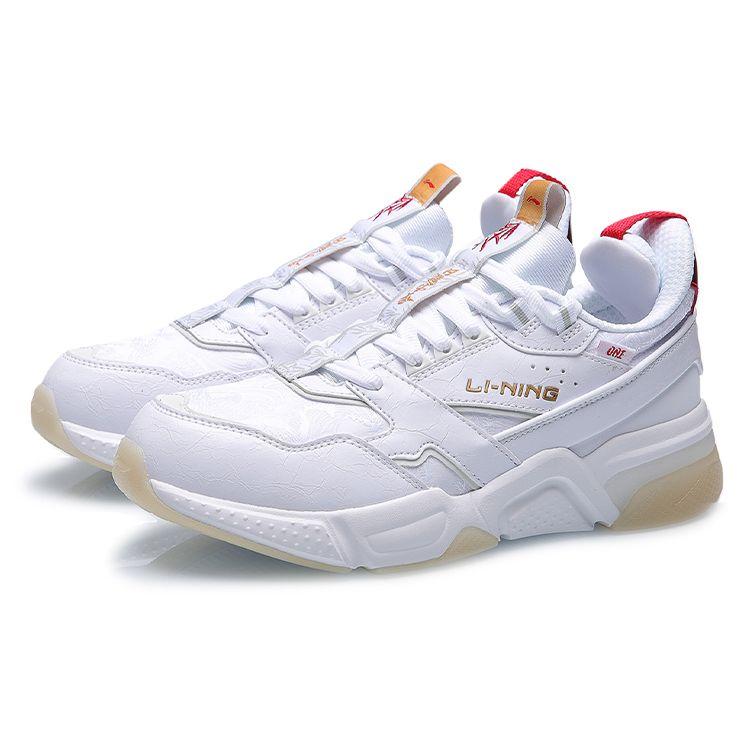 Li Ning 001 Daily Progress Journey Cny Durable Breathable Low Top Running Shoes Women Sneaker White Red AGCR028-2