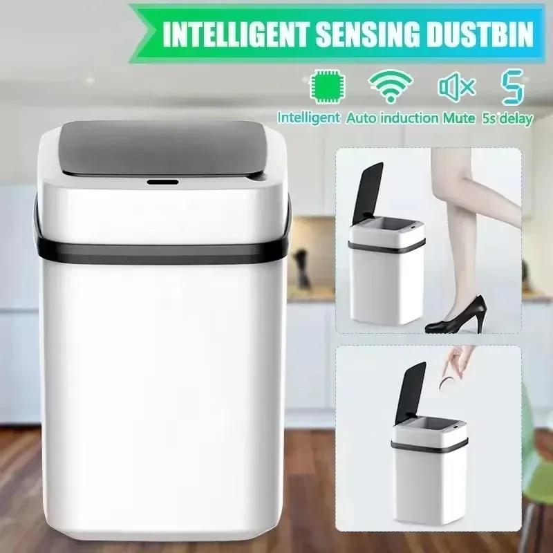 2025 New Smart Induction 13L Trash Can with Touch Lid and Removable Inner Bucket for Kitchen and Bathroom Car Trash CanTouch Lid Trash