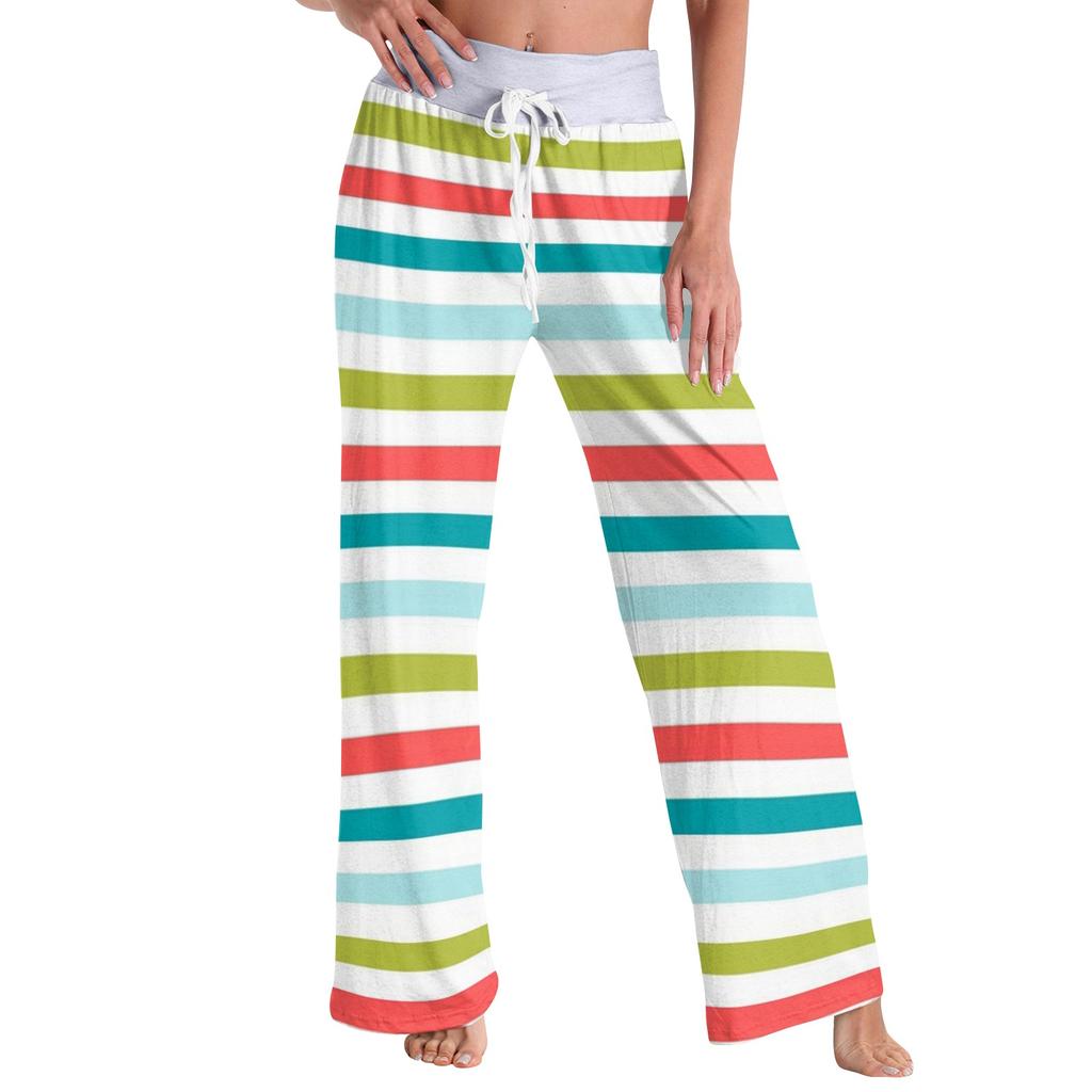 Женские модные повседневные удобные пижамные брюки с принтом и широкими штанинами на шнурке