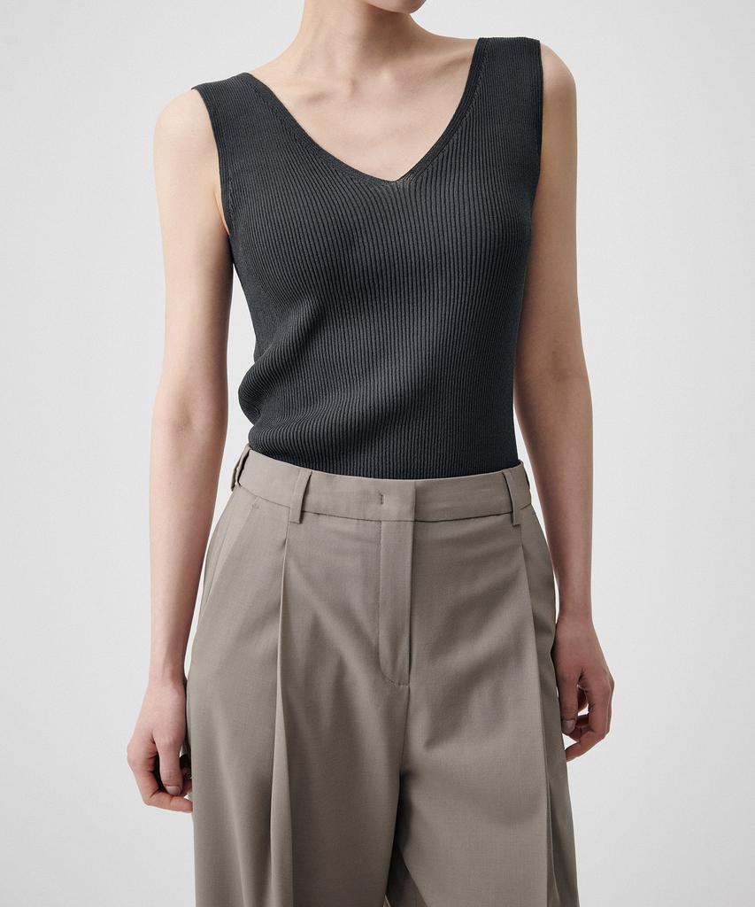 MUSINSA STANDARD WOMAN Women'S Ribbed V-Neck Knit Sleeveless Top [Dark Grey]