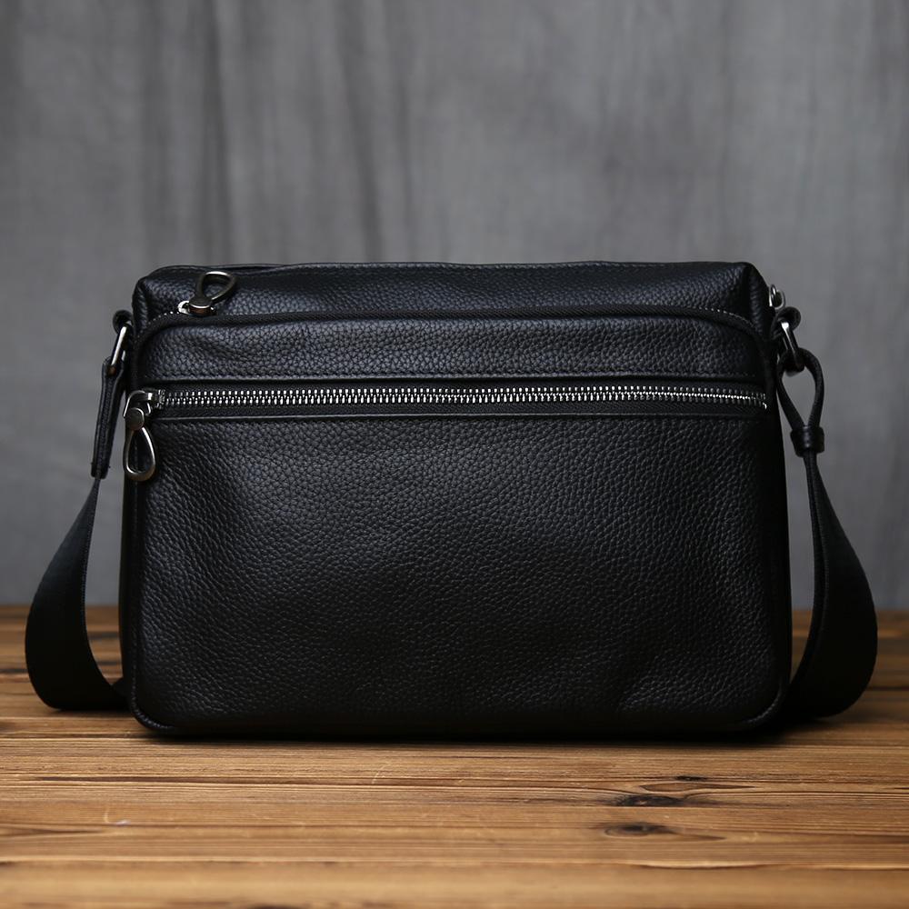 NZPJ Genuine Leather Men's Crossbody Bag Casual Top Layer Cowhide Single Shoulder Trendy Men's Bag For 10 Inch IPad