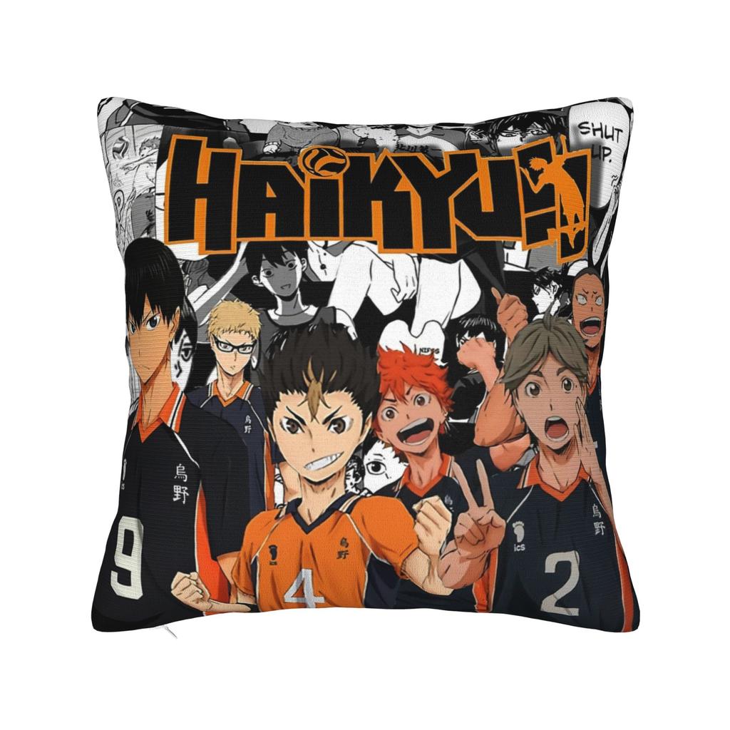 Haikyuu Square Pillow Case Polyester Cushions for Sofa Hinata Shoyo Vintage Cushion Covers
