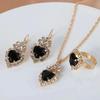 Three-piece Set Heart-shaped Pendant Necklace Set Features Simple and Retro Style Sweet and Elegant Necklace for Women