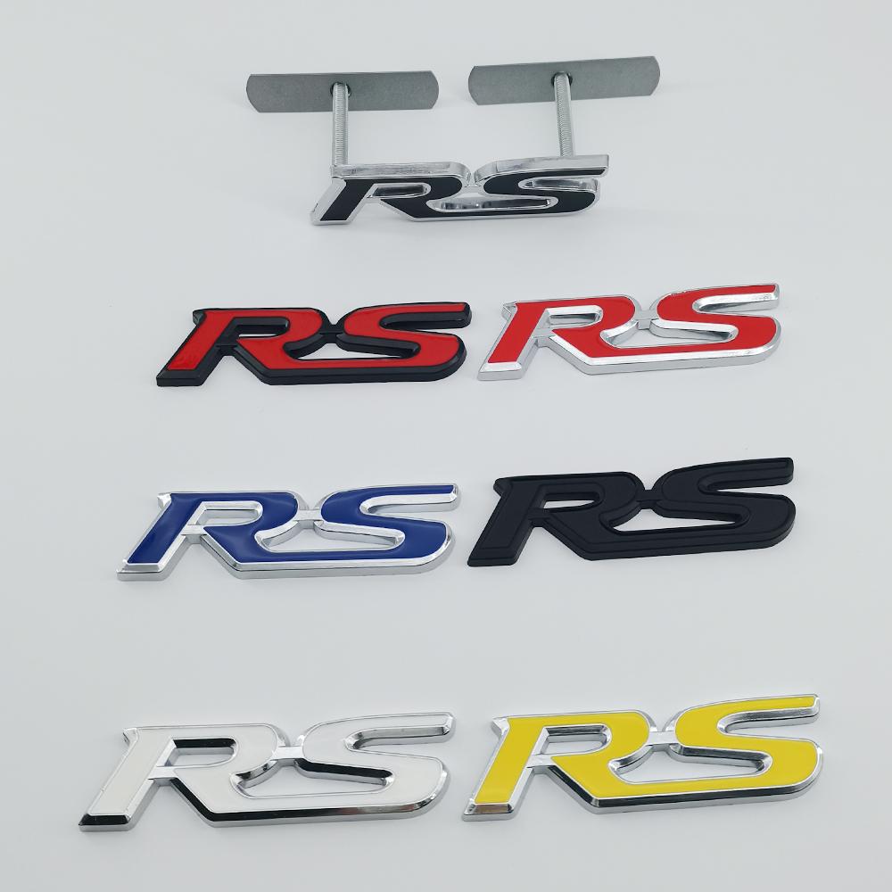 3D Metal Logo RS Emblem Letters Car Front Grille Badge Rear Trunk Sticker For Honda Civic City Fit Shuttle Jazz Car Acceessories