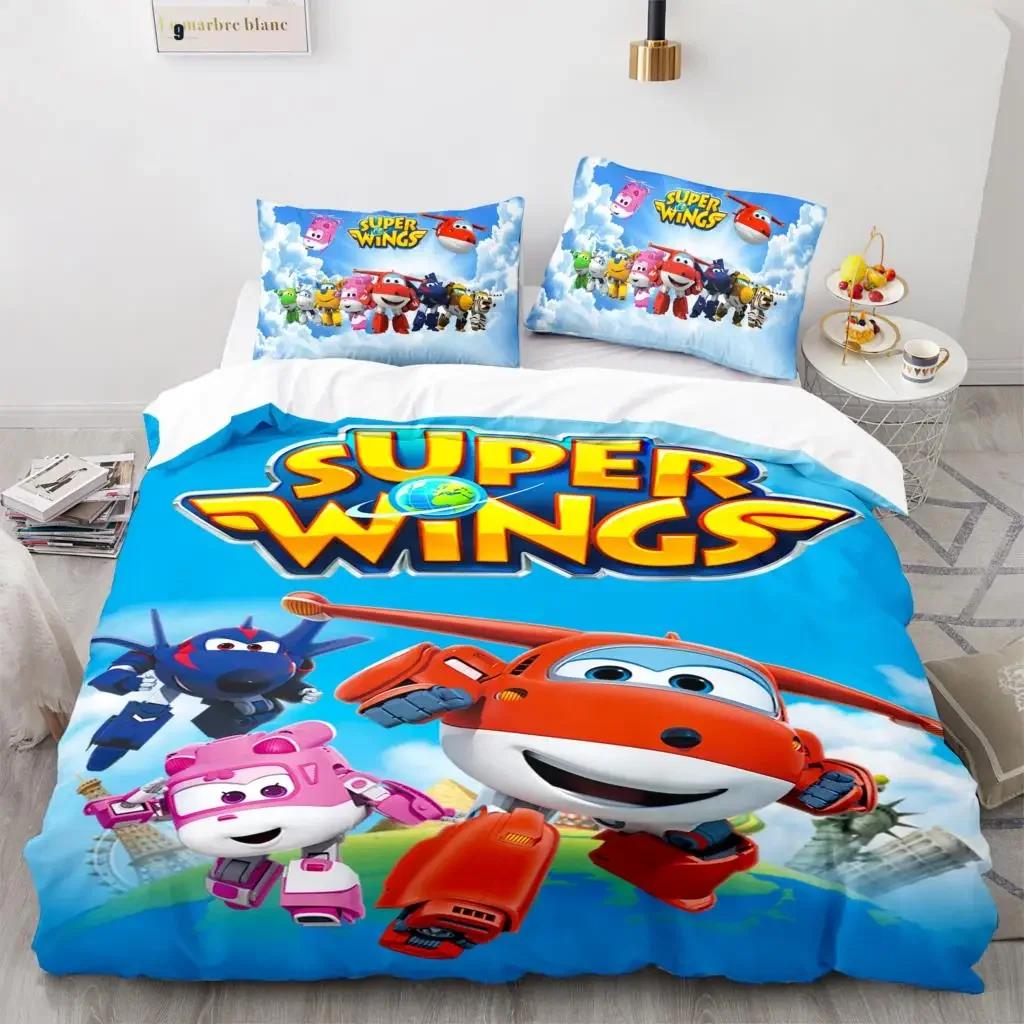 Постельное белье Super Wings Покрывало Односпальное Двуспальное Полный Квин Кинг Размер Игра Super Wings Комплект постельного белья Детская Комната Ребенка Пододеяльник 05