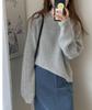 Women's Korean-Style Round Neck Sweater: Autumn/Winter Loose Pullover, Solid Color College-Style Knit Top