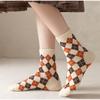 5 пар женских ретро-цветочных клетчатых цветочных полосатых милых и удобных модных простых носков средней длины