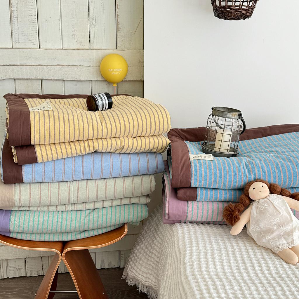 Class A Spring And Summer Dyed Washed Cotton Striped Summer Cool Quilt Machine Washable Pure Cotton Skin-Friendly And Breathable Air Conditioner Quilt