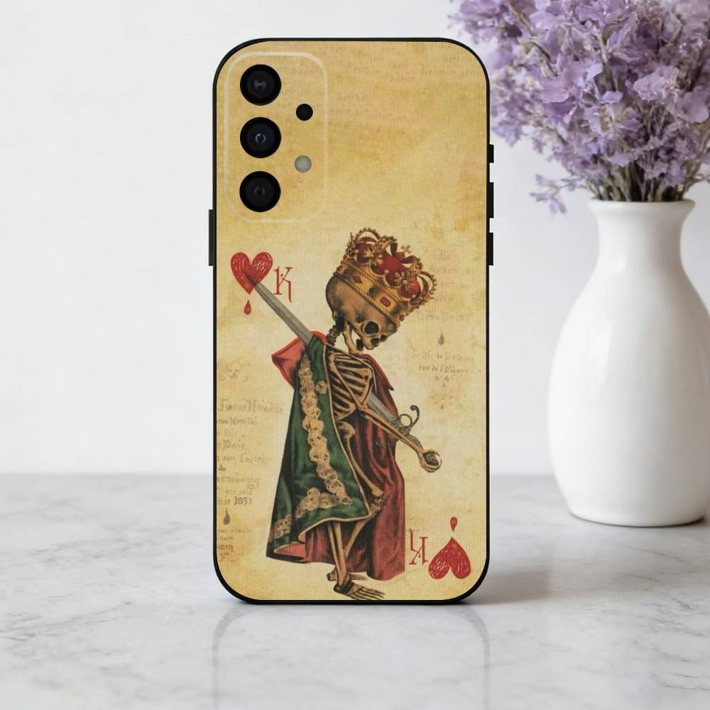 Чехол для телефона S-Skeleton Q-Королева Червей КАРТА Для Samsung Galaxy A73,A72,A71,A70,A53,A52,A51,Мягкий Силиконовый Черный Чехол
