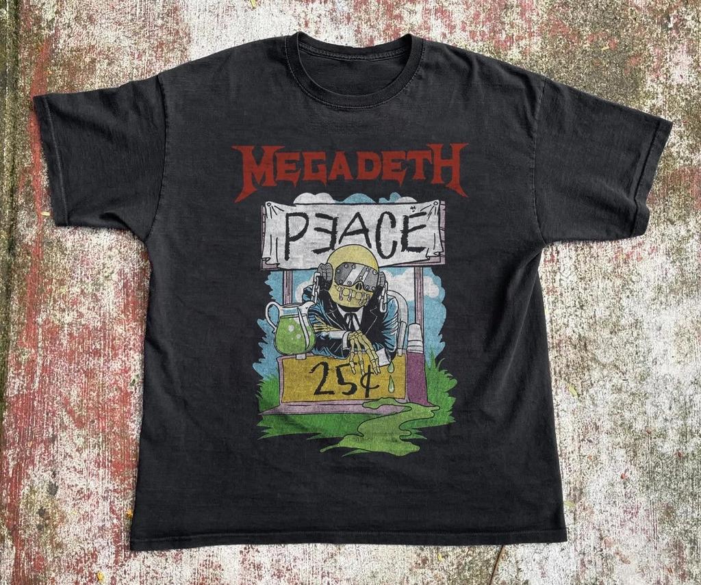 Футболка Megadeth Peace 25 Cents Топы футболки Мужская Женская, Унисекс Черная Хлопковая Футболка Топы футболки Мужская Женская, Размер S-4XL