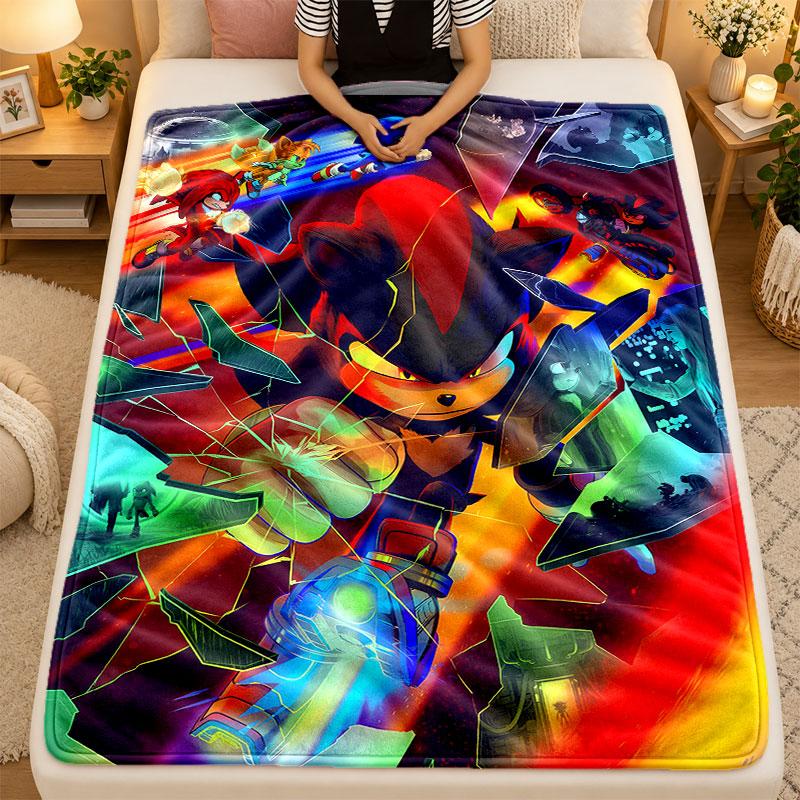 Flannel BlanketSonic the Hedgehog Warm Soft Throw Blanket for Indoor Sofa Bed Living Room Use