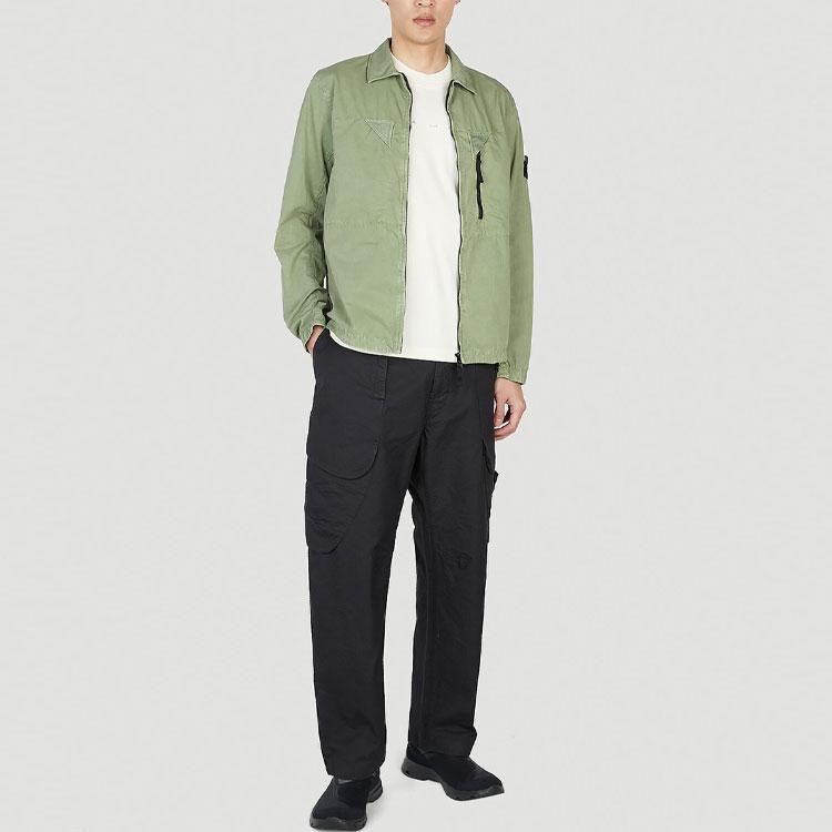 STONE ISLAND Ss23 Nylon Meta Series Lightweight Vintage Horn Washed Single Pocket Side Zipper Jacket Unisex Jacket Green 7815106WN-V0155