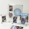 Маленькая стойка для визиток Акриловая фоторамка для CD, пластинок и трехдюймовых фото Настольное украшение Альбом Прозрачный контейнер для хранения Коллекционных предметов Фотографий