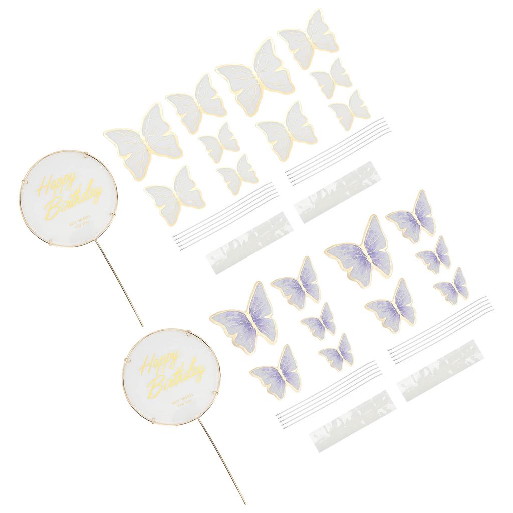 3 Sets Cake Insert 3D Color Cake Insert Card Cupcake Topper Birthday Wedding Par