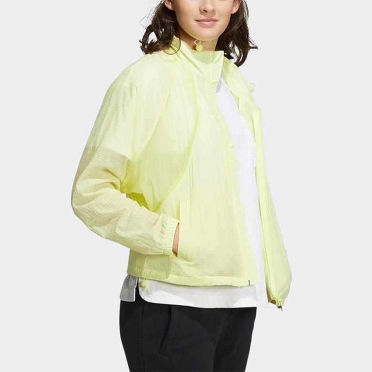 Adidas Легкая дышащая куртка Neo Sports в тканую полоску, женская верхняя одежда лимонно-желтого цвета HF7288