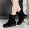 Fashion Black Women's Snow Boots Ankle Elegant with Low Heels Round Toe Booties Shoes for Woman Gothic Winter 2024 Novelty Cosplay Boot