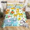 Cartoon Animal Duvet Cover Set Giraffe Elephant Sloth Tiger Zebra Monkey King Bedding Set Floral Lovely Animal Print Quilt Cover