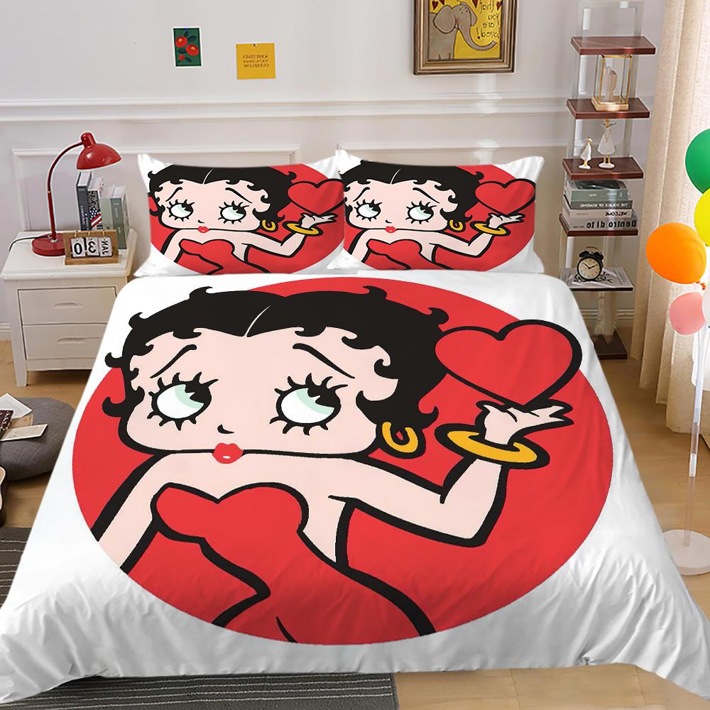 Bedding Set Cover Lovely 3D Betty Boop Printing Girl Double Size Home Textiles Comforter Cover Set