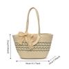 with Ribbon Stripe Tote Handbag Korean Style Summer Beach Bag Simple Woven Tote Bag  Vacation