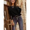 Women's Autumn and Winter New Bottoming Shirt One-line Collar Button T-shirt