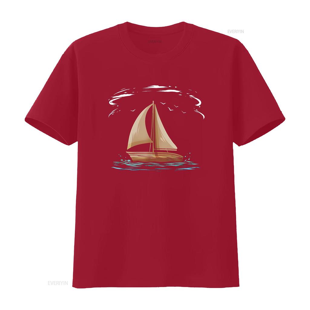Sail Boat Captain For Sailing Trip Sailboat Skipper T Shirt Vintage Washed Homme Casual Stretched Soft Versatile Unisex