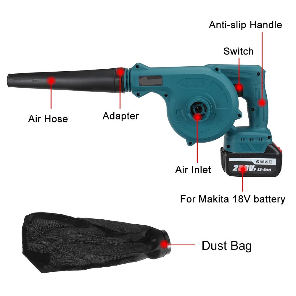 Беспроводной электрический воздуходув и всасывающий ручной компьютерный пылесос для листьев, очиститель, электроинструмент 880 Вт для аккумулятора 15000 мАч 2 в 1