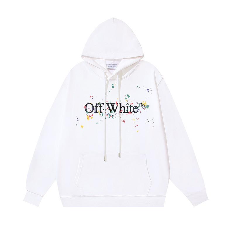 1282 Off-White 2026 Autumn/Winter New LOGO Splash Ink Splash Paint Effect Printed Hoodie Men's and Women's Hoodie