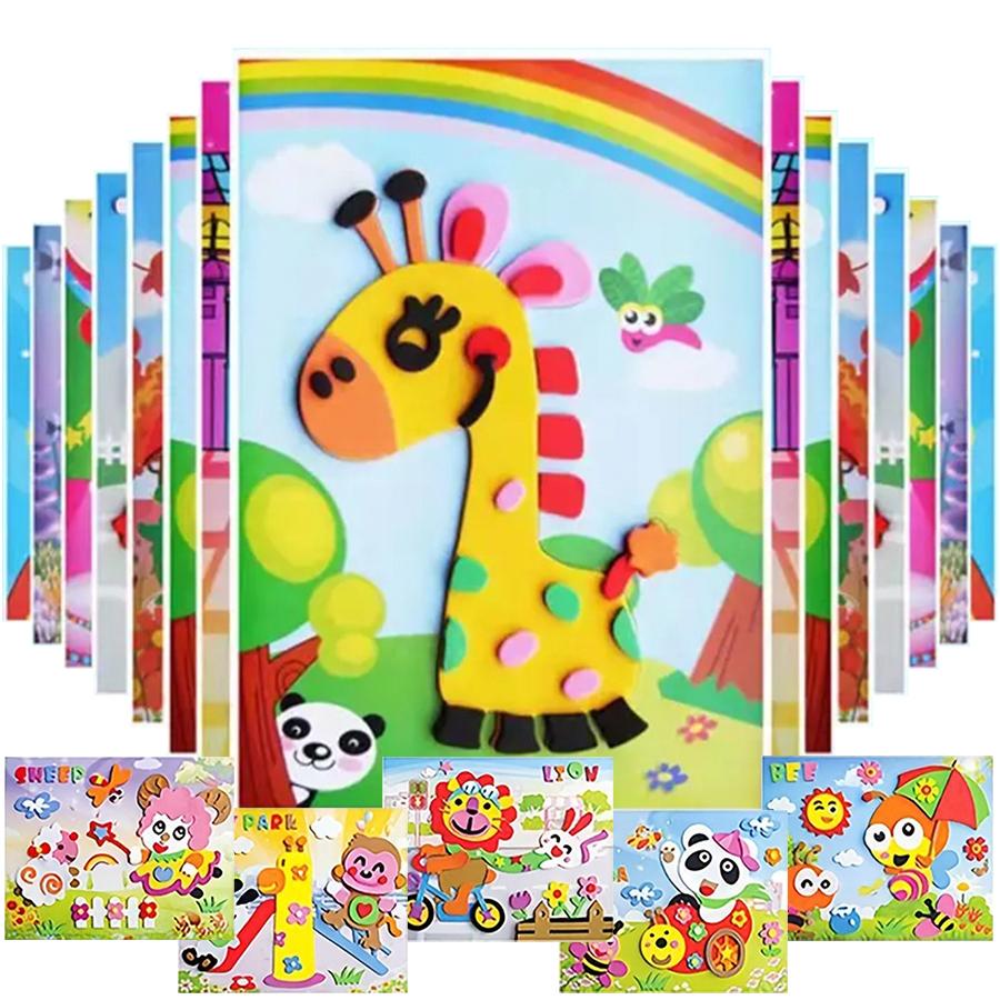 5/10pcs Cartoon DIY EVA Foam Paste 3D Stickers Creative Handmade Picture Filling Sitckers Artistic Paper Pasting Painting Cards