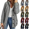 Women's Solid Color Long Sleeved Casual Pocket Knitted Sweater Cardigan Jacket