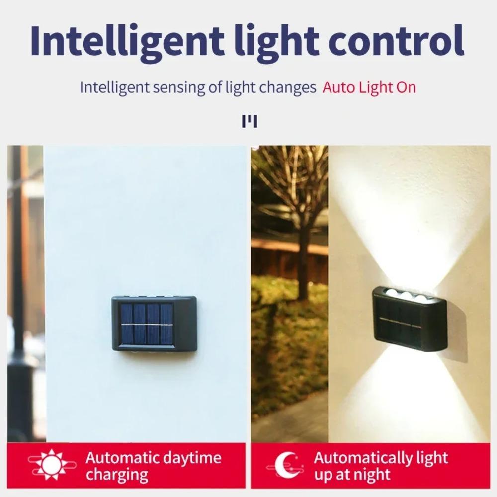 Outdoor 6/8/10 LED Solar Garden Light Solar Wall Lamp Up And Down Luminous Waterproof Solar Powered Wall Washer Light Yard Street Decor