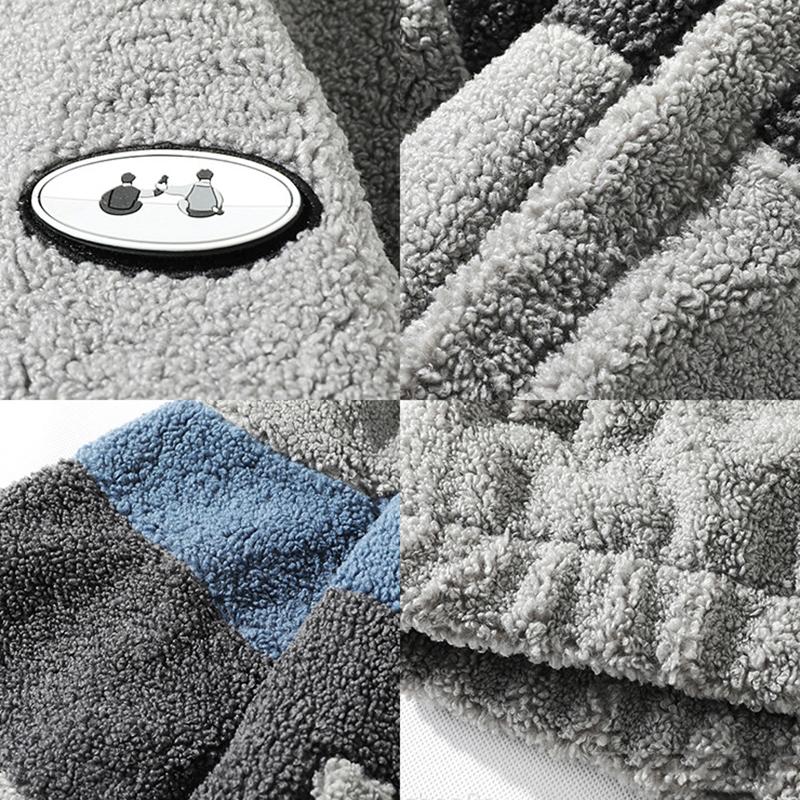 Осень Зима Мальчики Теплая Плюшевая Куртка Пальто с Контрастными Панелями на Молнии Повседневная для Вечеринки по Случаю Дня Рождения