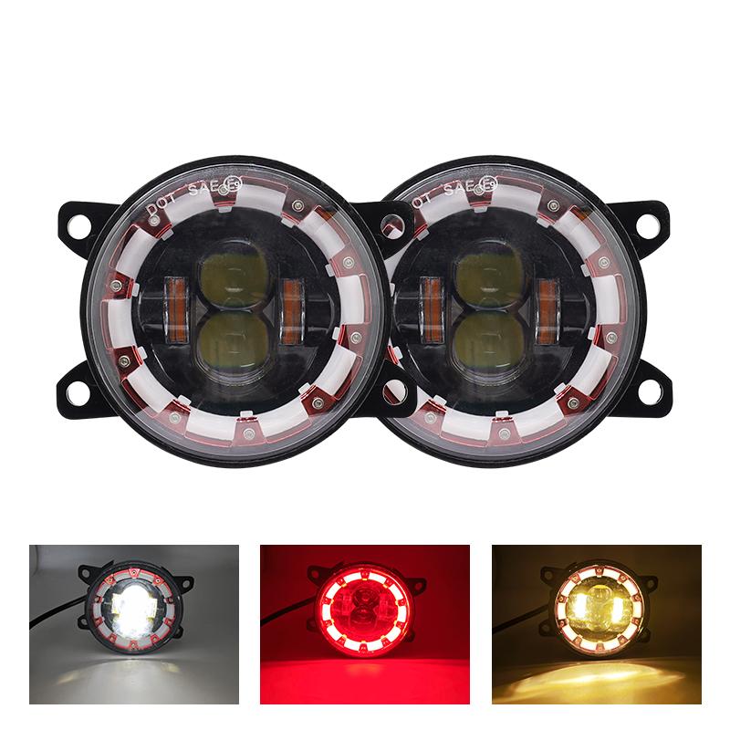 3,5-дюймовые светодиодные противотуманные фары в сборе для бездорожья с ангельскими глазками, 40 Вт, красные, желтые, Halo, DRL, противотуманные фары для Jeep Wrangler JK JT