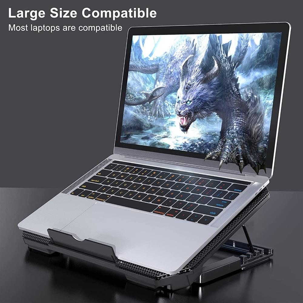 Laptop Cooling Pad with Adjustable Height Two 5.5 Inches Fan 2 USB Ports Suitable for 12"-15.6" Laptops