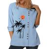 Ladies' Trendy Cotton Top with Different Printed Patterns, Round Neck, and Long Sleeves