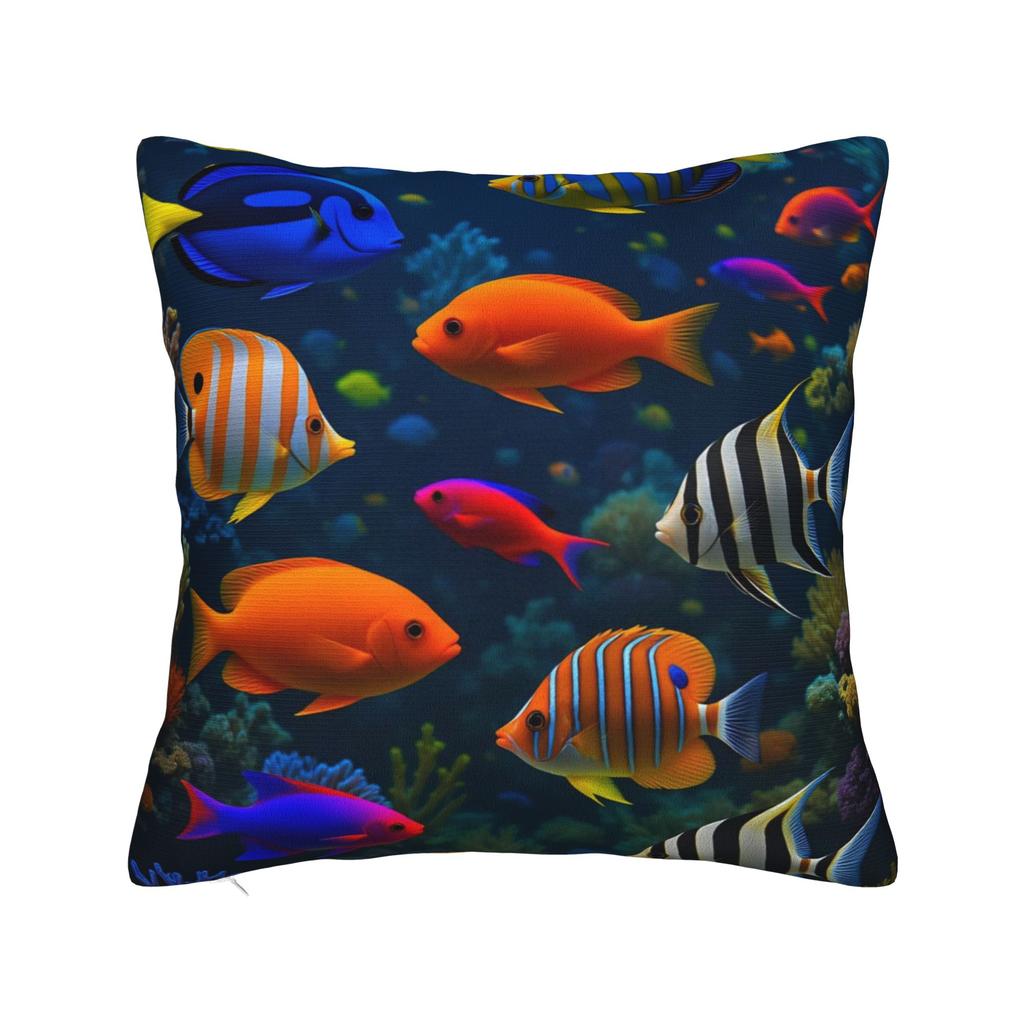 Pillow Cover Beautiful Underwater World Colorful Fish Cute Funny Pillow Case For Sofa Home Decoration Pillowcases