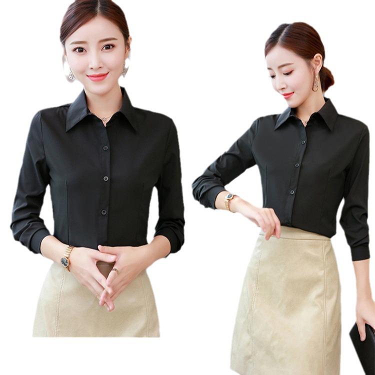 Женская блузка с длинным рукавом в корейском стиле - Повседневная, Большого размера, Рубашка с защитой от просвечивания