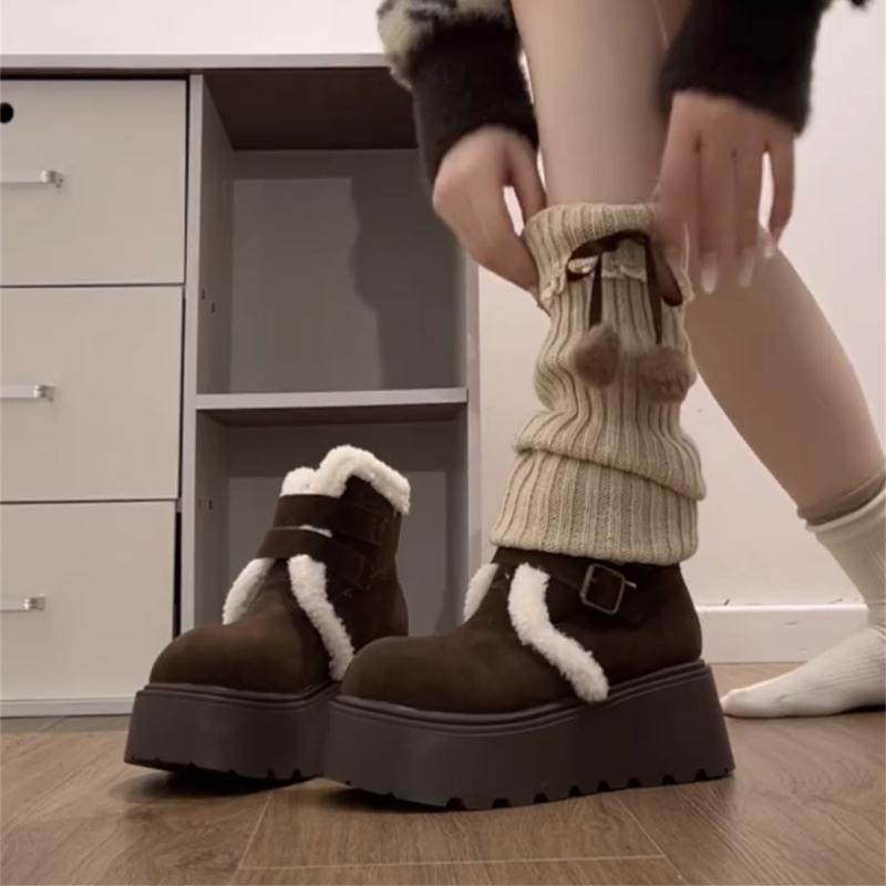 Winter Warm Cotton Women Snow Boots Height Increase Shoes Female Punk Platform Thick Sole Short Booties De Muje