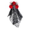 Dark Purple Skull Headband Lace Veil Gothic Hairband Stylish Skull Headwear  Halloween Party