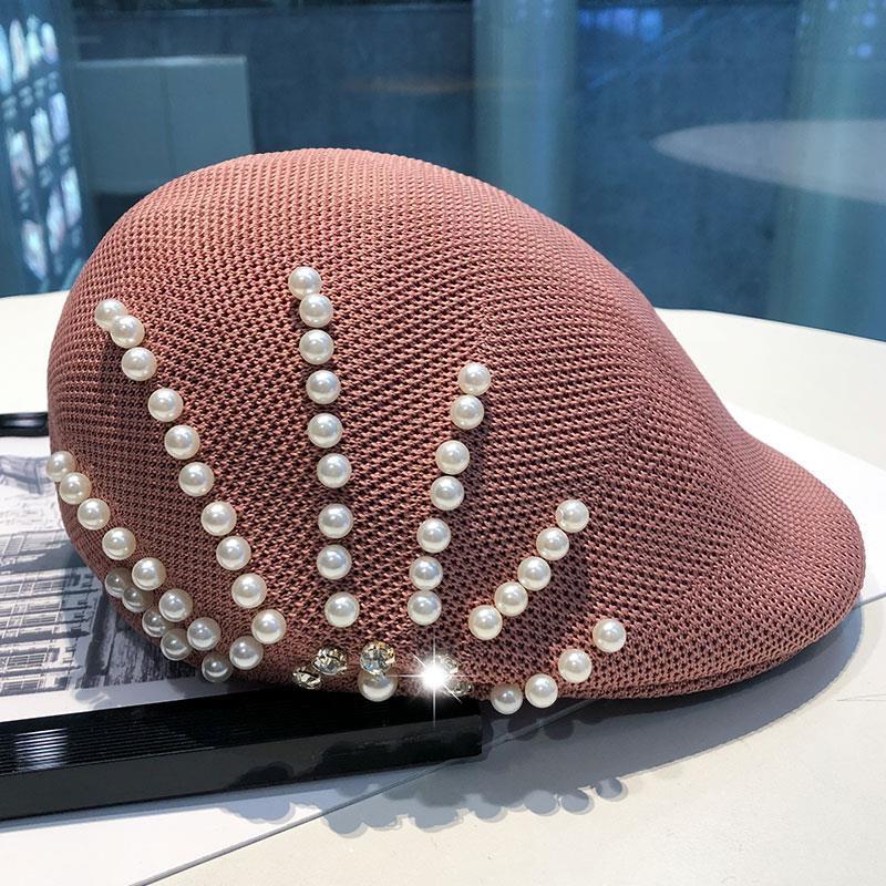 Новый осенне-зимний шерстяной берет с жемчугом и стразами, женская кепка в британском стиле ретро, ​​корейская версия, детская шляпа японского художника Mujer