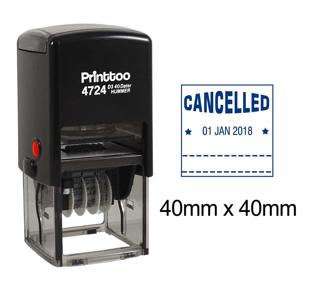 Printtoo Office Document Stationery Dater Stamp Self Inking With Cancelled Text Date Rubber