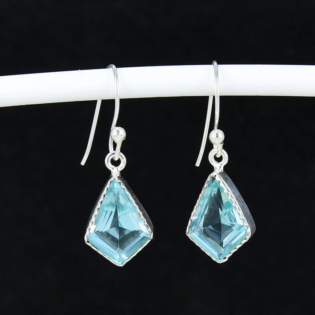 Aquamarine Gemstone Antique Earrings 925 Sterling Silver Earring, Boho Silver Jewelry Dangle Earrings, Gifts For Valentine Day Gifts For Her