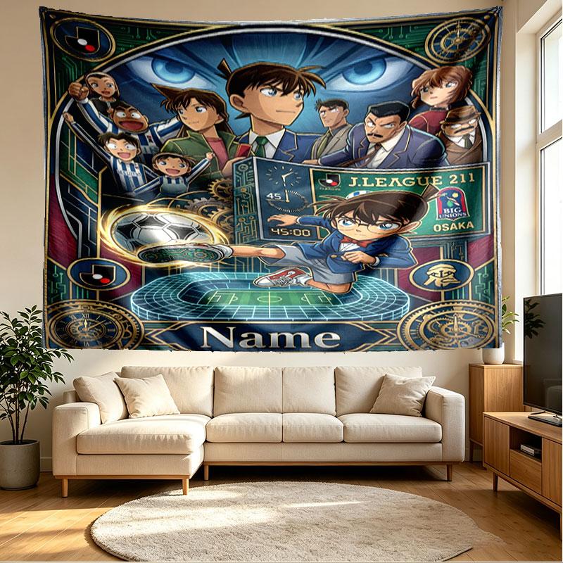 Custom Name Personalized Detective Conan Print Tapestry, Wall Art Decor, Bedroom, Dorm, Apartment, LivingRoom, Party Backdrop, Gift for Birthday