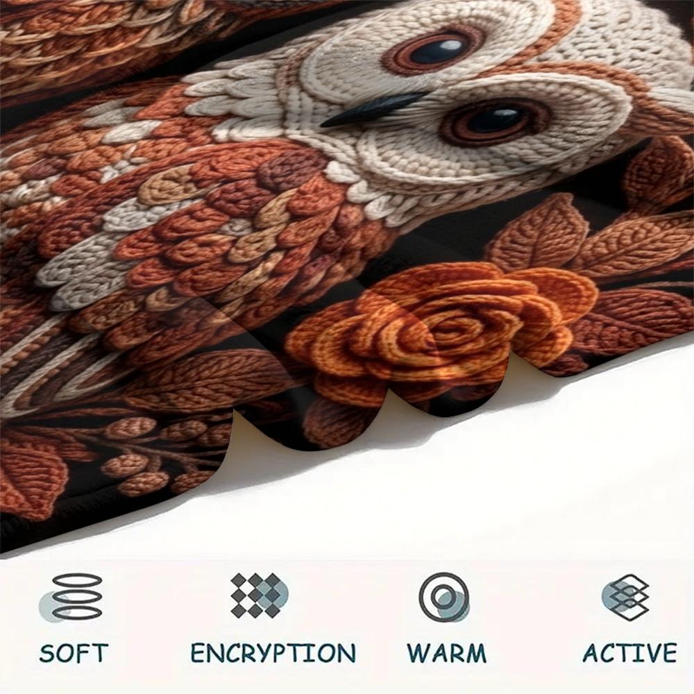 1 шт. Фланелевое одеяло с принтом совы, Высококачественное, Удобное для всех сезонов, Декор для дома, Тепло и уют, Идеально для рождественских подарков W66