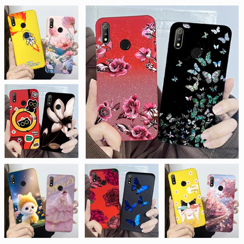 For Realme 3 3i 3Pro Phone Case Butterfly Flower Girl Design Soft Silicone TPU Back Housing for Oppo Realme 3 Realme3 Pro Covers