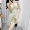 Summer New Women 2PCS Robe Nightgown Set Sexy Hollow Out Perspective Bathrobe Intimate Lingerie Silk Satin Home Dress Loungewear