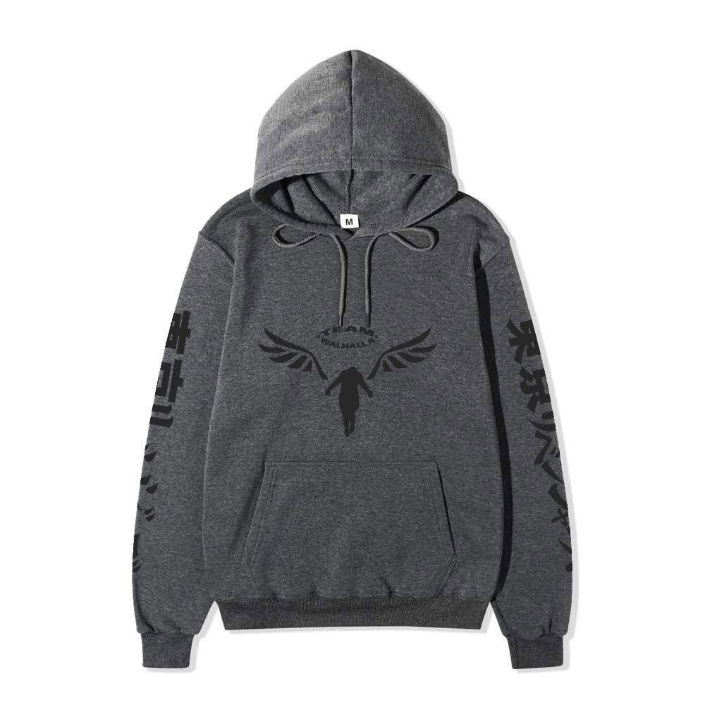 Men Women Fleece Hoodie Tokyo Revengers Walhalla Logo Autumn Winter Japanese Letter Street Long Sleeve Anime Sweatshirt
