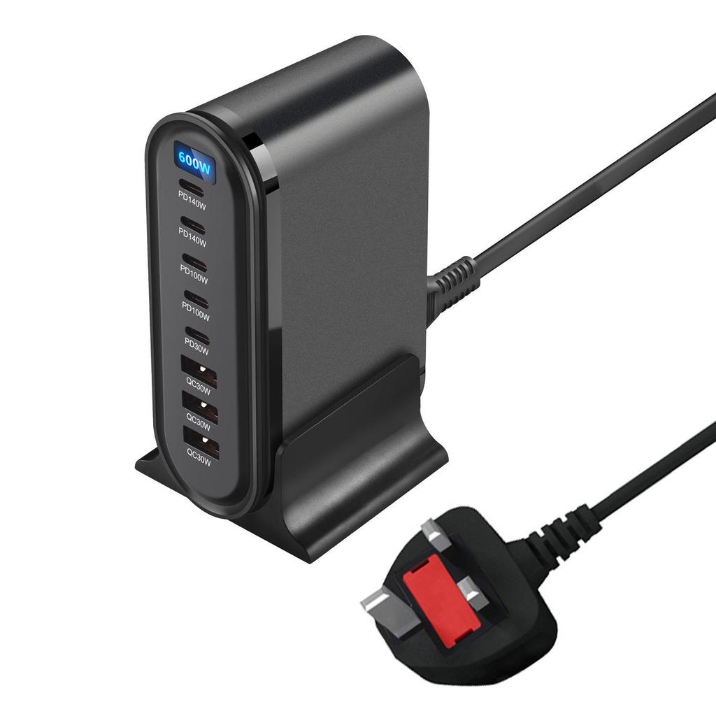 Многопортовый USB-зарядник на нитриде галлия PD140W: Настольное зарядное устройство 600 Вт с быстрой зарядкой 140 Вт для мобильных телефонов